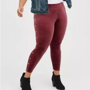 TORRID Platinum Legging Velvet Purple with Pearls Plus Size 4X